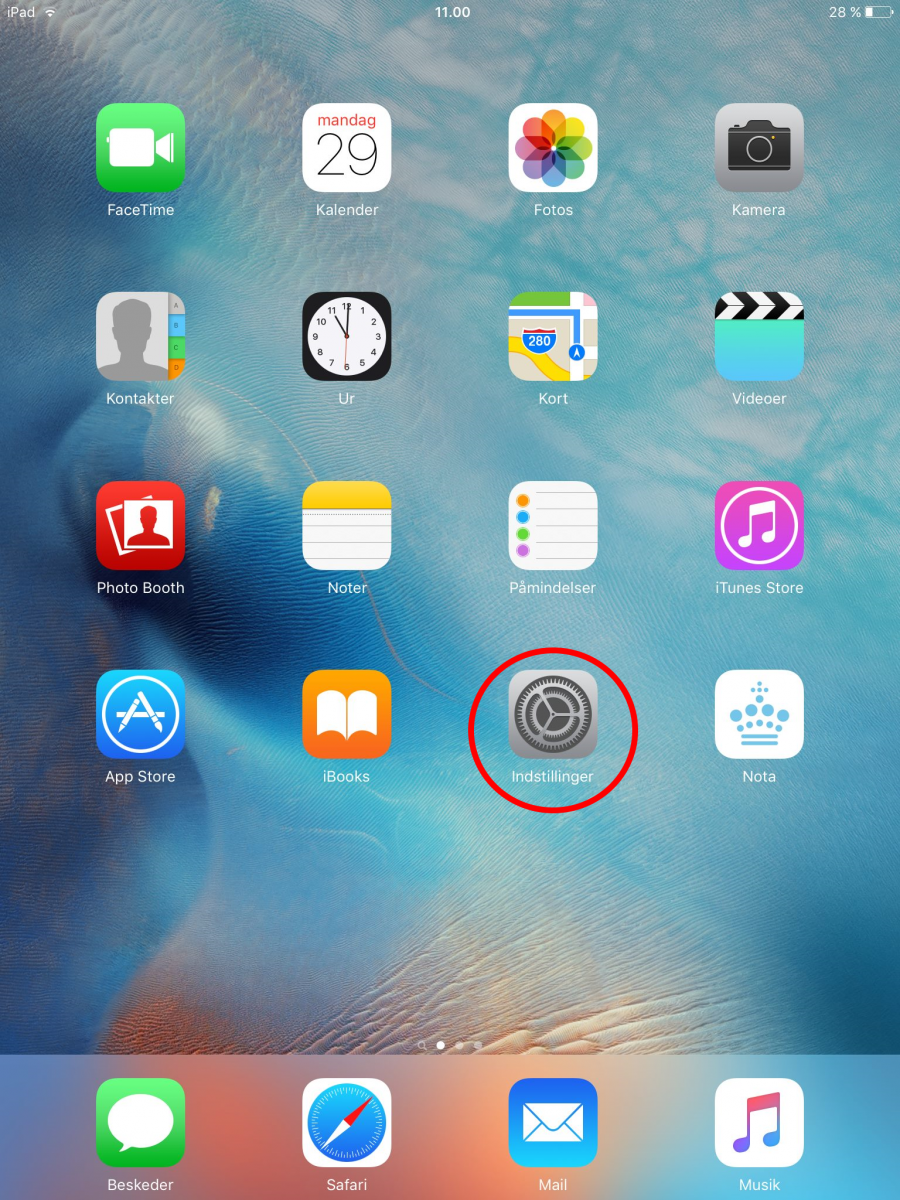 Skærmbillede af Indstillinger
