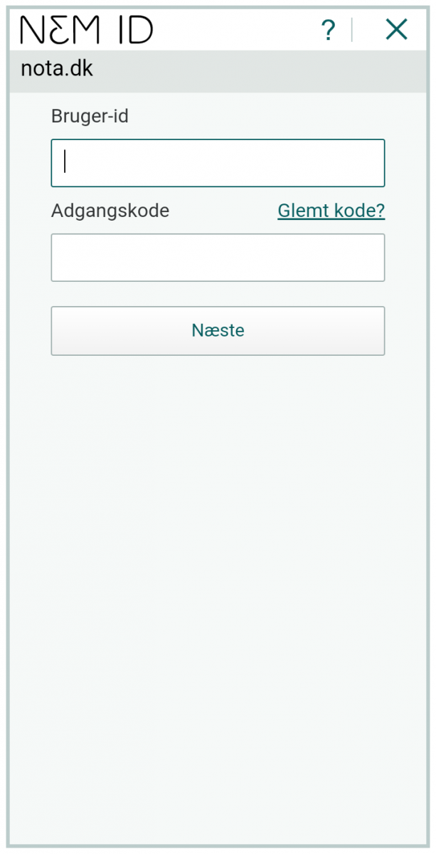 Skærmbillede der viser Nem ID log på siden