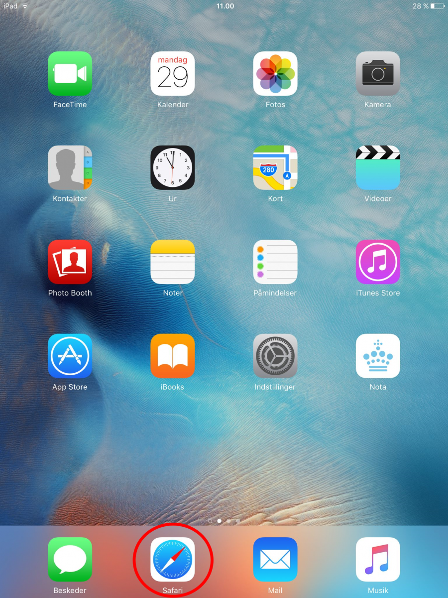 Skærmbillede af knappen Safari